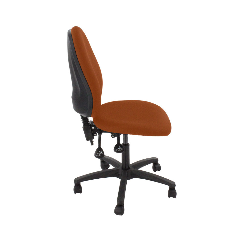 Saxen: Scoop High Operator Chair in Tan Leather Without Arms - Refurbished