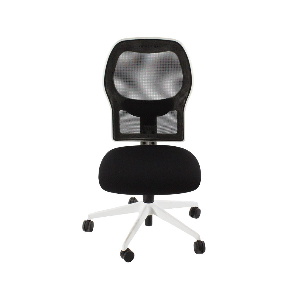 Ahrend: 160 Type Task Chair in Black Fabric/White Frame Without Arms - Refurbished
