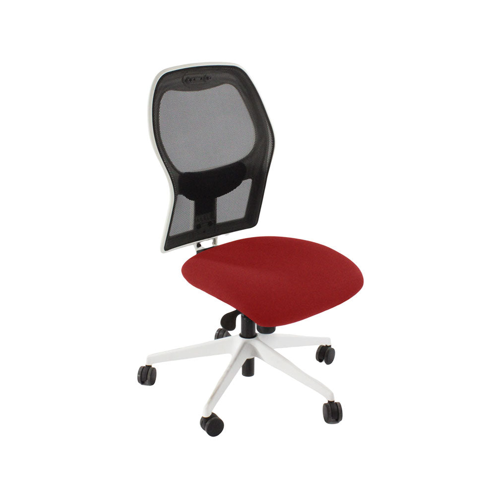 Ahrend: 160 Type Task Chair in Red Fabric/White Frame Without Arms - Refurbished