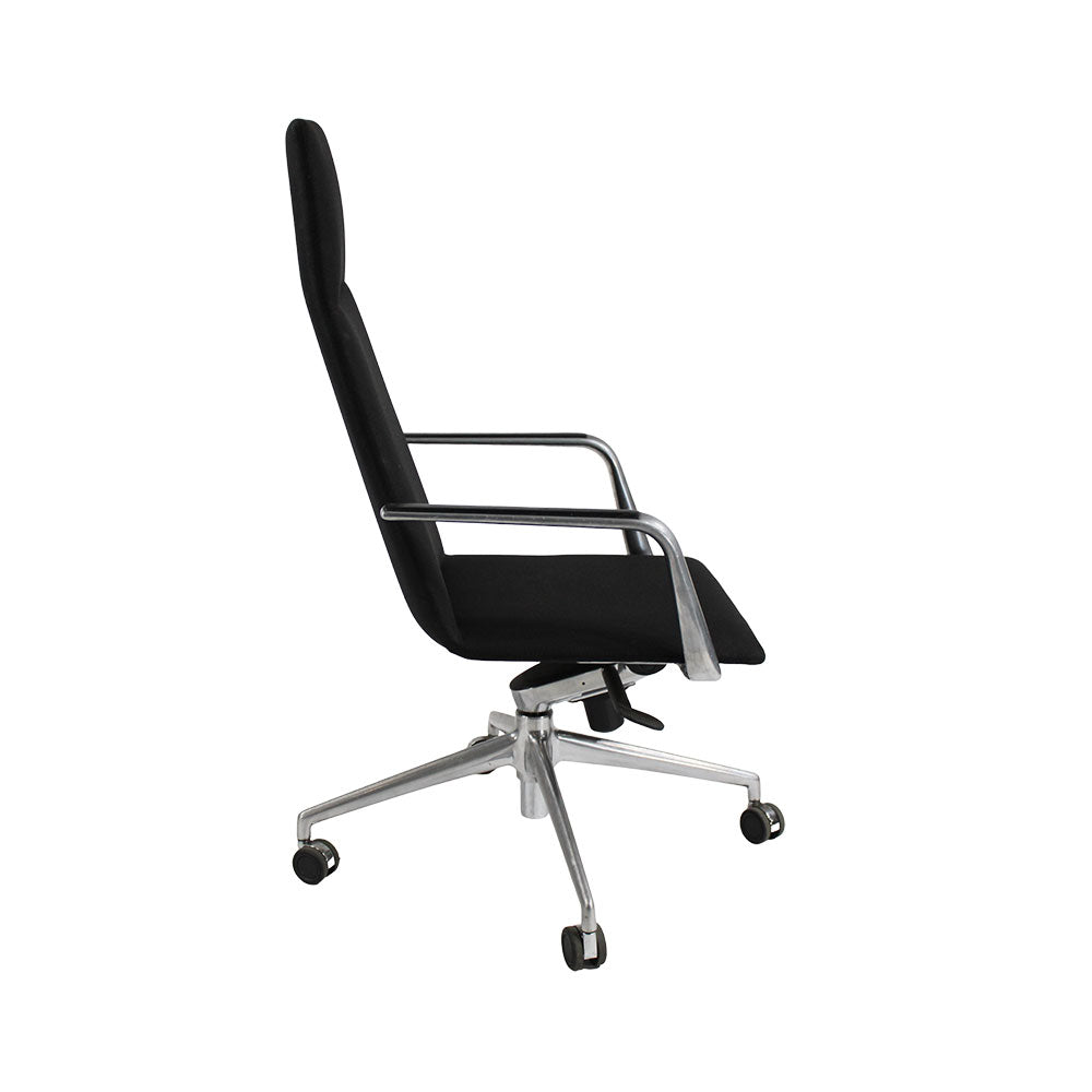 <tc>Brunner</tc>Silla de reunión Finasoft con respaldo alto en tela negra - Reacondicionada