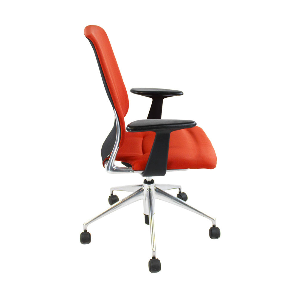 Vitra: Meda Office Chair with Aluminium Frame in Red Fabric - Refurbished