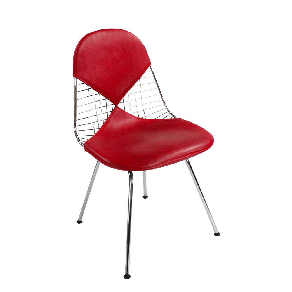<tc>Vitra</tc>: <tc>Eames</tc> Silla de alambre en cuero rojo - Reacondicionada