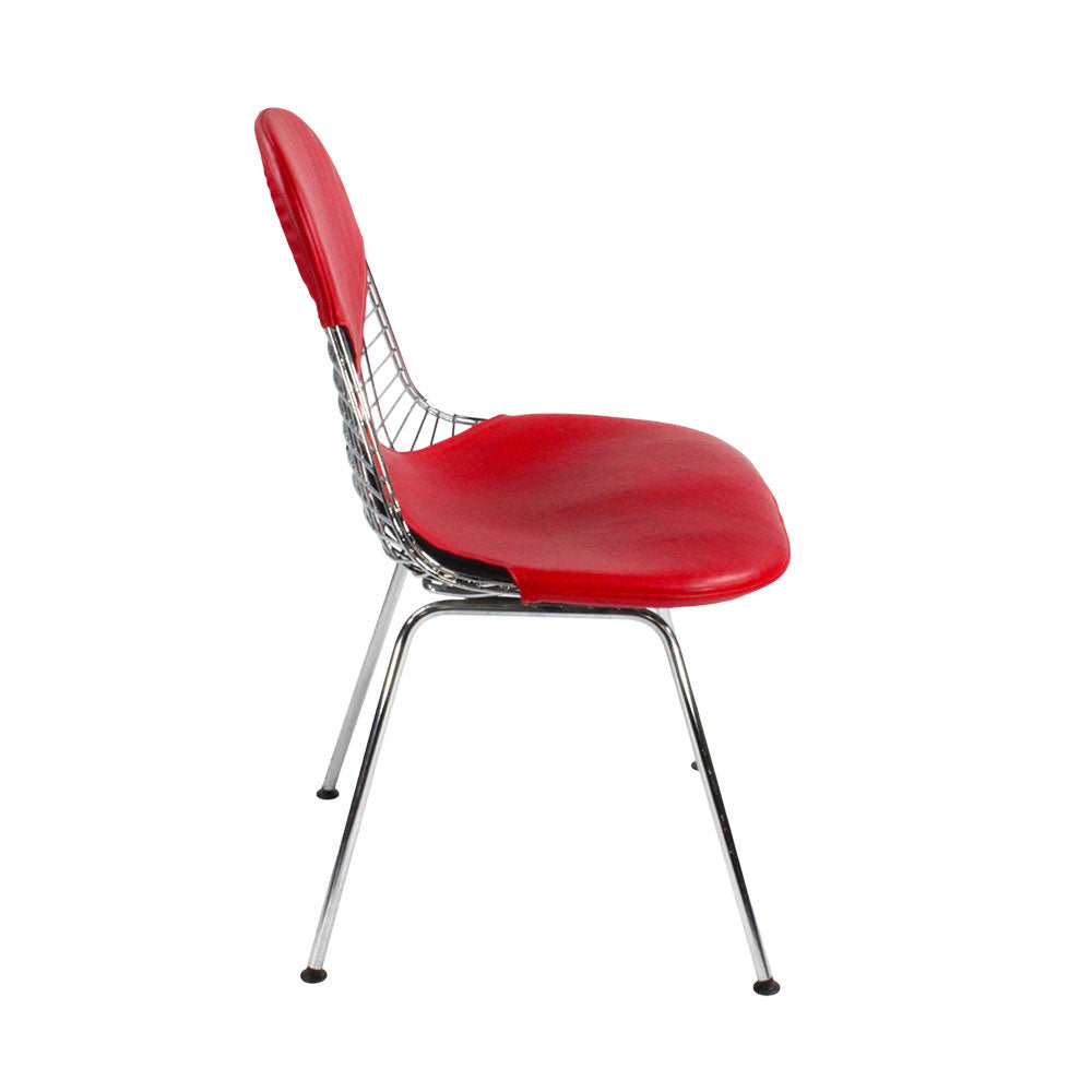 <tc>Vitra</tc>: <tc>Eames</tc> Silla de alambre en cuero rojo - Reacondicionada
