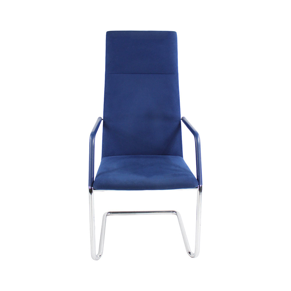 <tc>Brunner</tc>Silla de reunión Finasoft con respaldo alto en tela azul - Reacondicionada