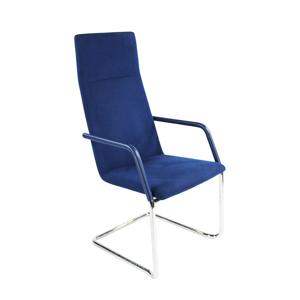 <tc>Brunner</tc>Silla de reunión Finasoft con respaldo alto en tela azul - Reacondicionada