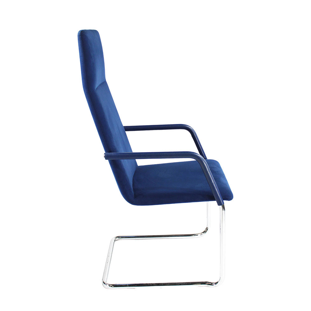 <tc>Brunner</tc>Silla de reunión Finasoft con respaldo alto en tela azul - Reacondicionada