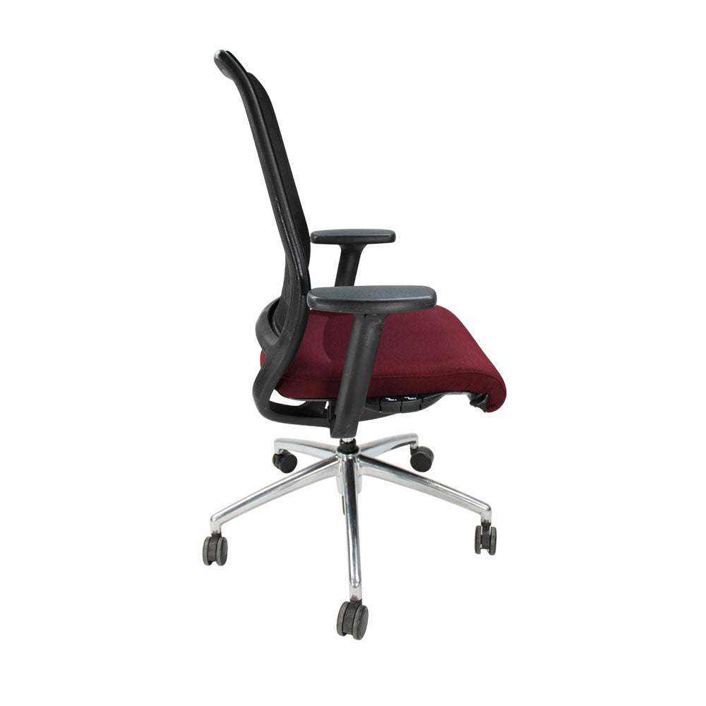 <tc>Interstuhl</tc>Silla de oficina Hero con respaldo de malla en tela burdeos - Reacondicionada