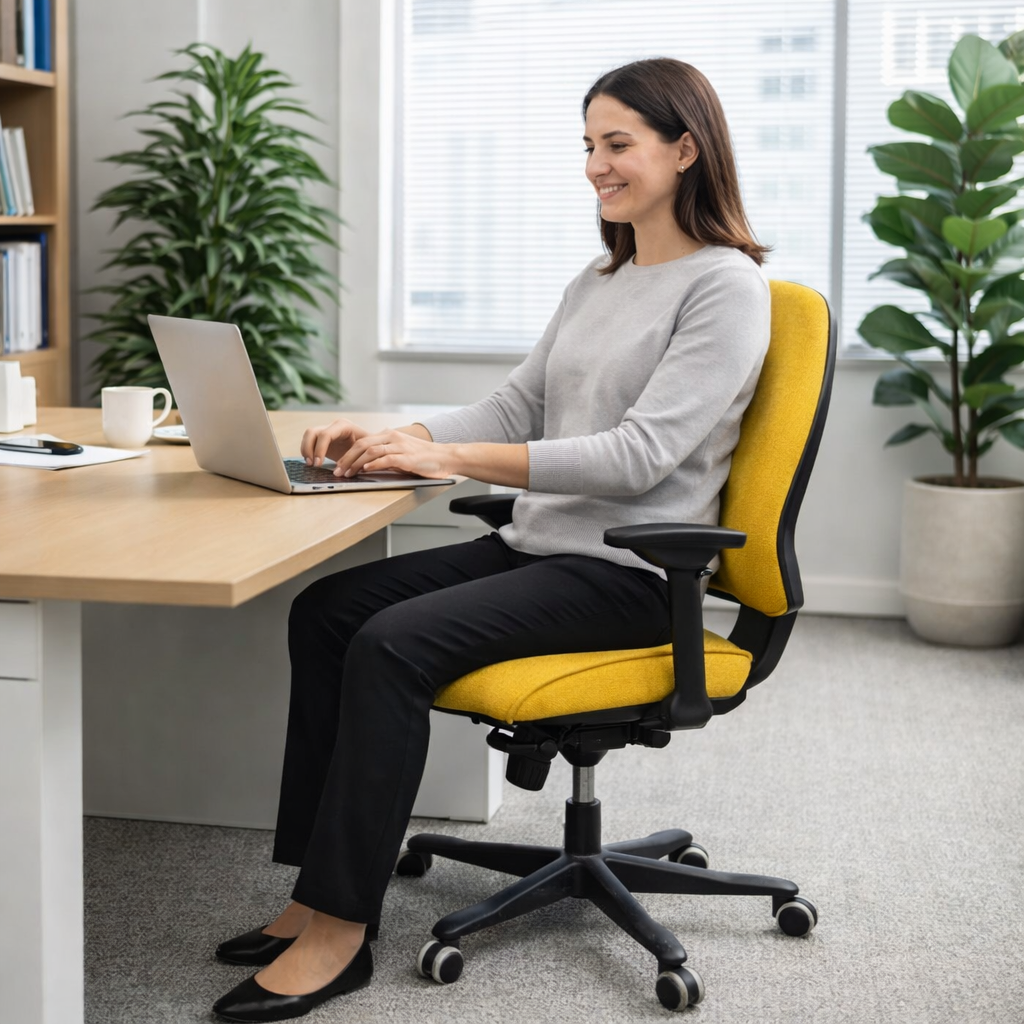 <tc>Kinnarps</tc>: Silla secretarial amarilla - Reacondicionada