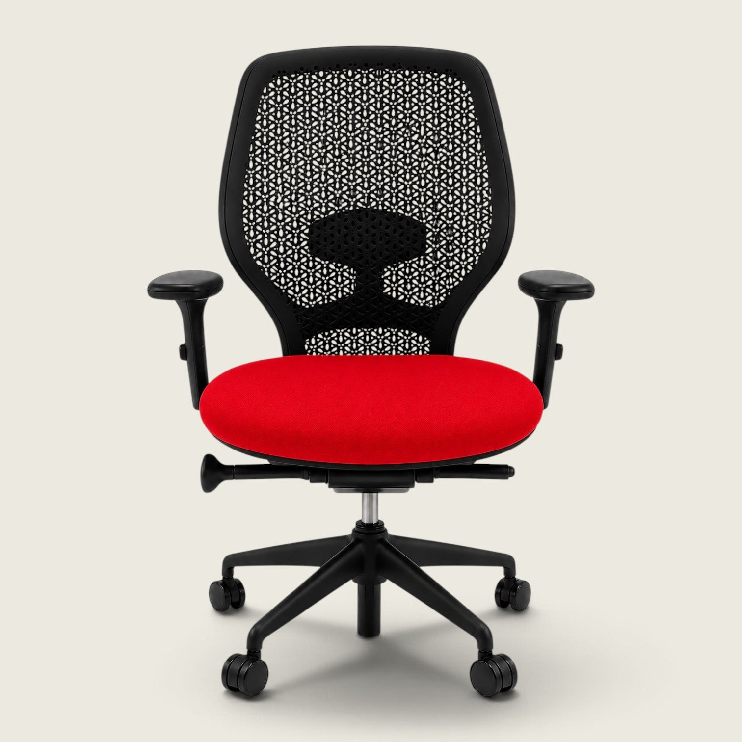 Orangebox: Ara - Task Chair - Black Elastomer Back and Red Fabric Seat - Refurbished