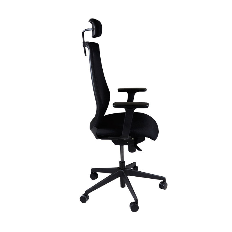 Saxen: Scudo Task Chair with Black Leather Seat with Headrest - Refurbished