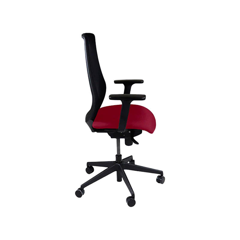 Sajón: <tc>Scudo</tc> Silla de trabajo con asiento de cuero burdeos sin reposacabezas - Reacondicionada