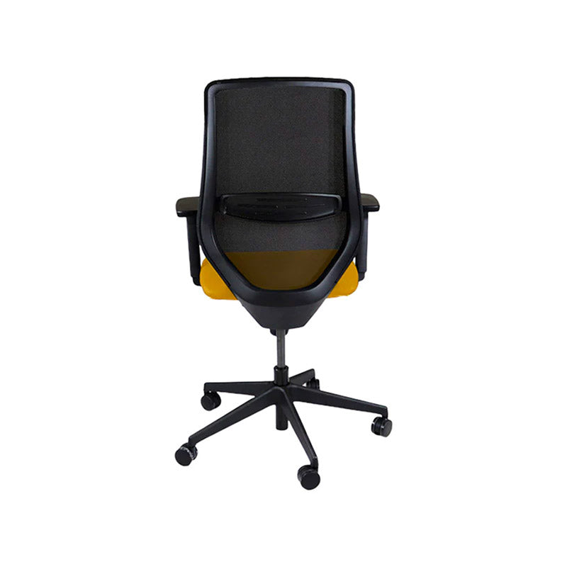 Sajón: <tc>Scudo</tc> Silla de trabajo con asiento de tela amarilla sin reposacabezas - Reacondicionada