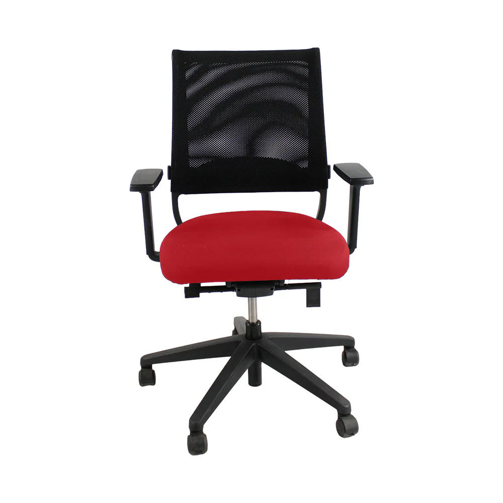 <tc>Sedus</tc>: <tc>Netwin</tc> Silla NW-100 con respaldo de malla en tela roja - Reacondicionada
