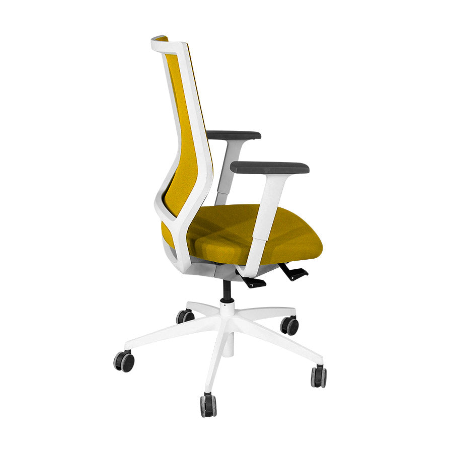 Sedus: Quarterback Office Chair with White Frame in Yellow Fabric - Refurbished