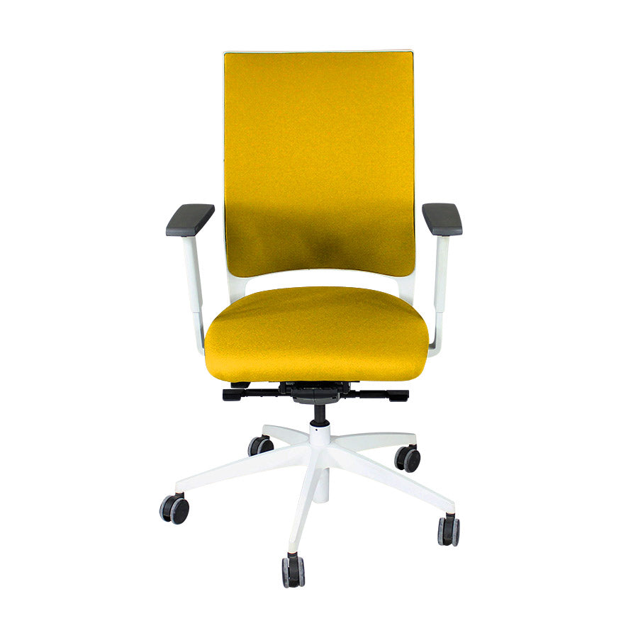 Sedus: Quarterback Office Chair with White Frame in Yellow Fabric - Refurbished