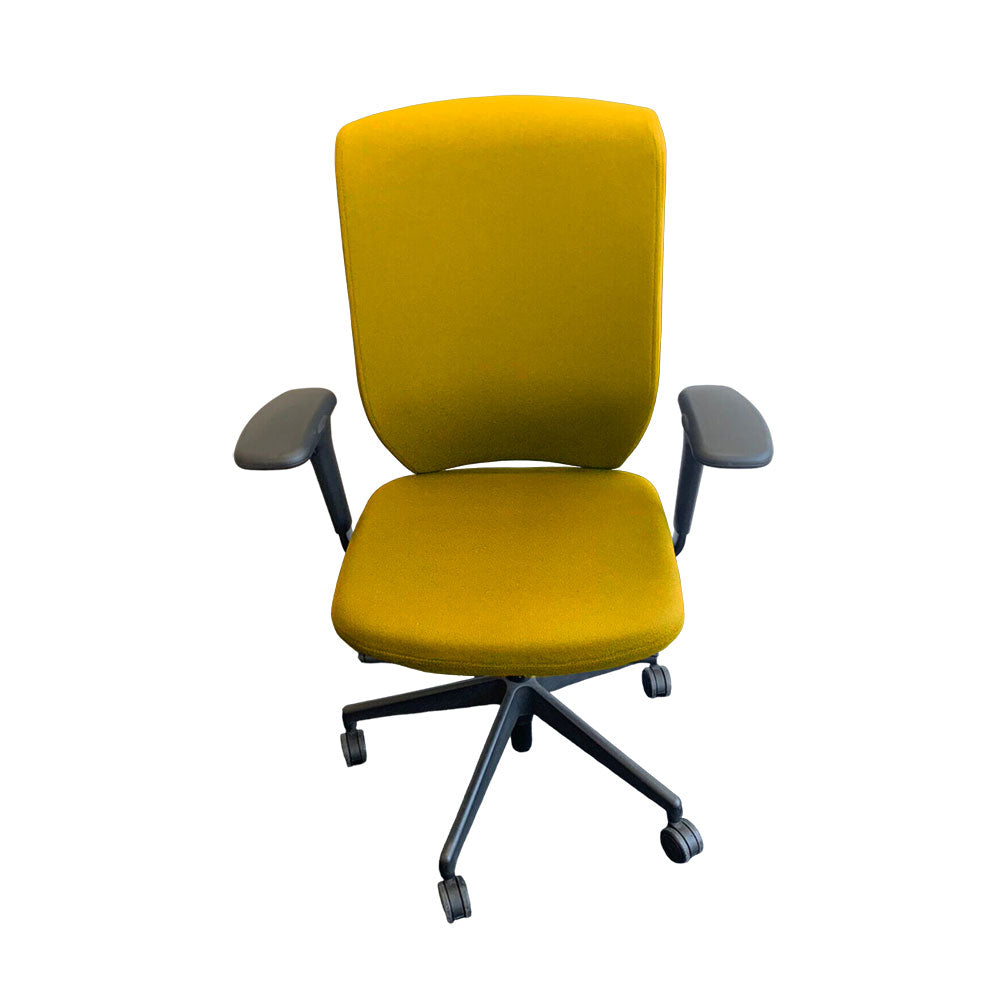 Senator: Evolve High Back Chair with Height Adjustable Arms in Yellow Fabric - Refurbished