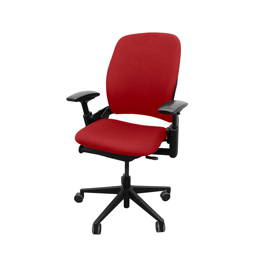 <tc>Steelcase</tc>: <tc>Leap V2</tc> Silla de oficina con brazo ajustable en altura - Tela roja - Reacondicionada