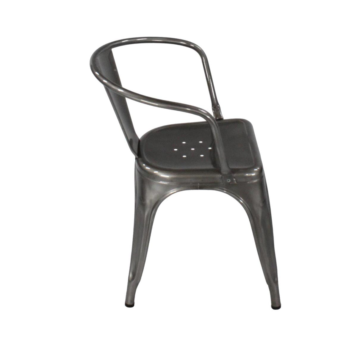 <tc>Tolix</tc>Silla de cafetería Chaise A en gris metalizado - Reacondicionada