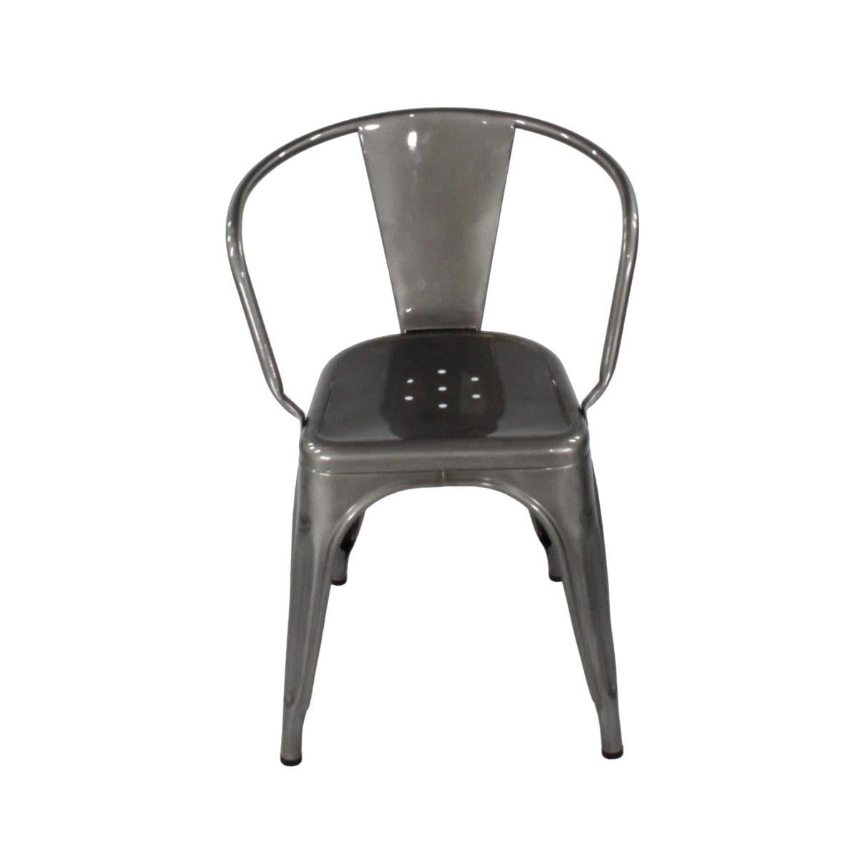 <tc>Tolix</tc>Silla de cafetería Chaise A en gris metalizado - Reacondicionada