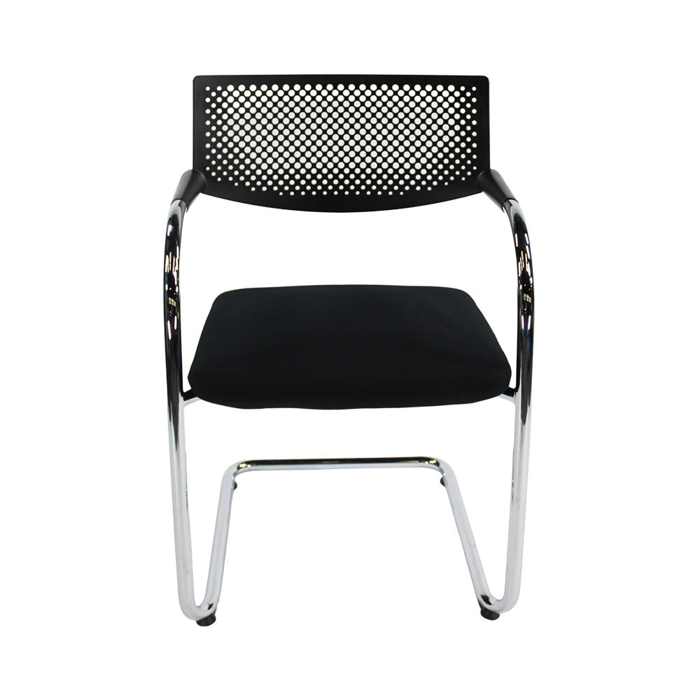 <tc>Vitra</tc>: <tc>VisaVis</tc> 2 Sillas de reunión en cuero negro - Reacondicionadas