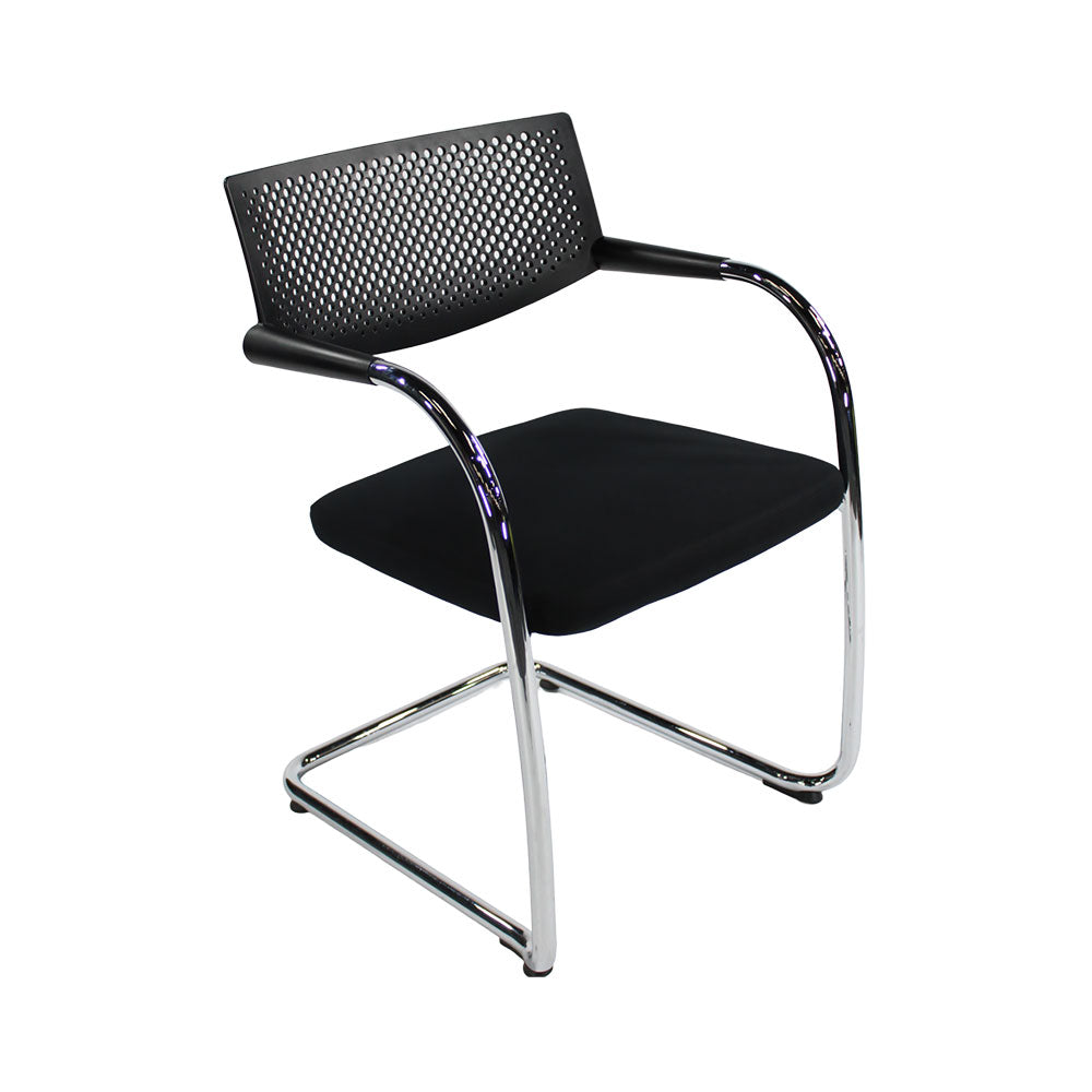<tc>Vitra</tc>: <tc>VisaVis</tc> 2 Sillas de reunión en cuero negro - Reacondicionadas