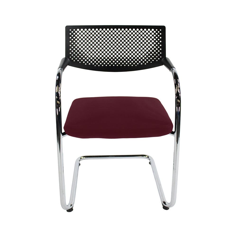 <tc>Vitra</tc>: <tc>VisaVis</tc> 2 Sillas de reunión en piel burdeos - Reacondicionadas