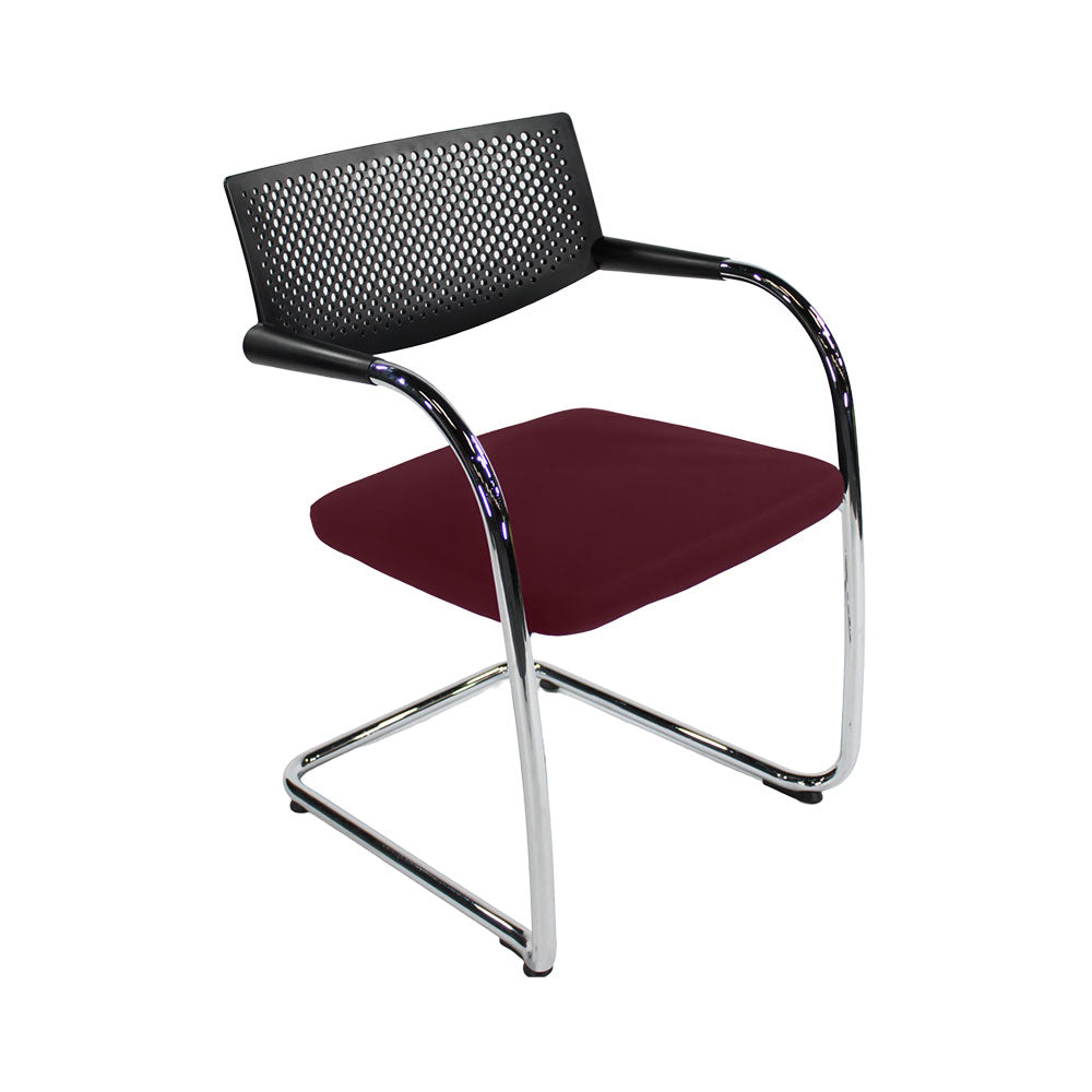<tc>Vitra</tc>: <tc>VisaVis</tc> 2 Sillas de reunión en piel burdeos - Reacondicionadas