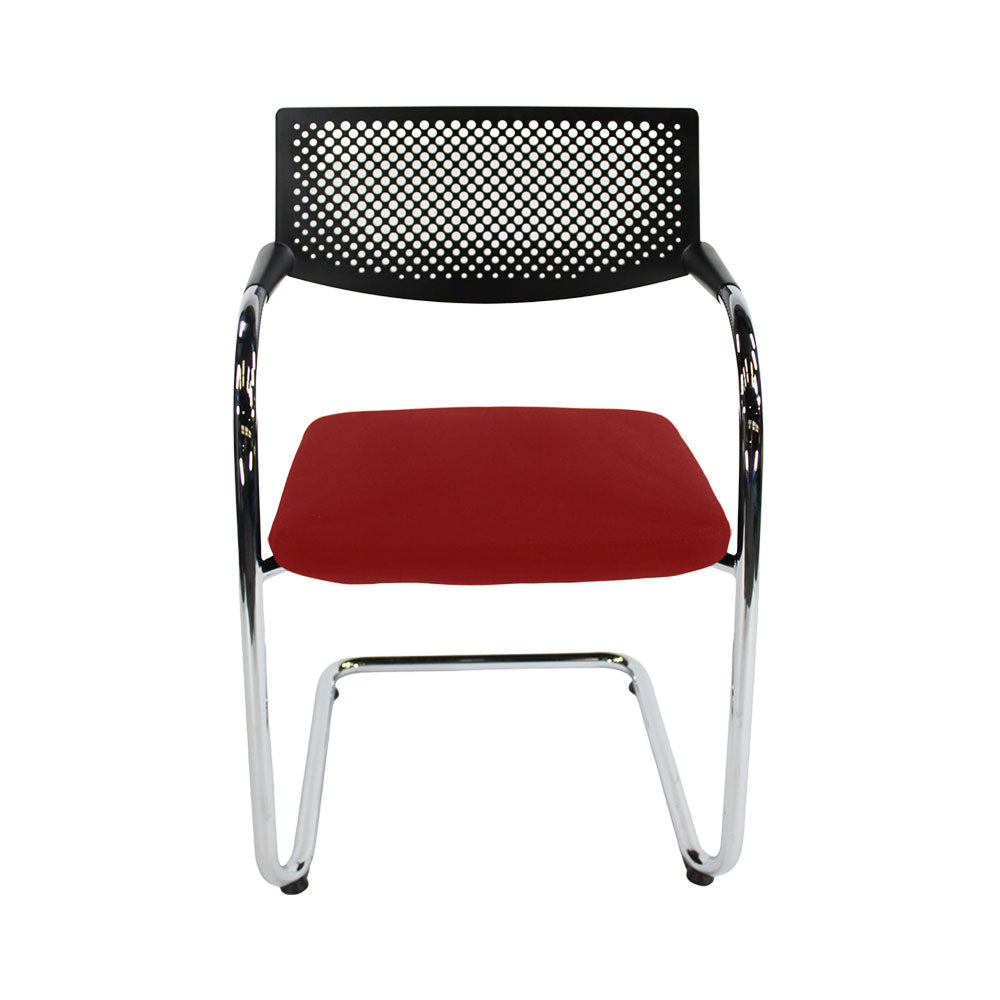 <tc>Vitra</tc>: <tc>VisaVis</tc> 2 Sillas de reunión en tela roja - Reacondicionadas
