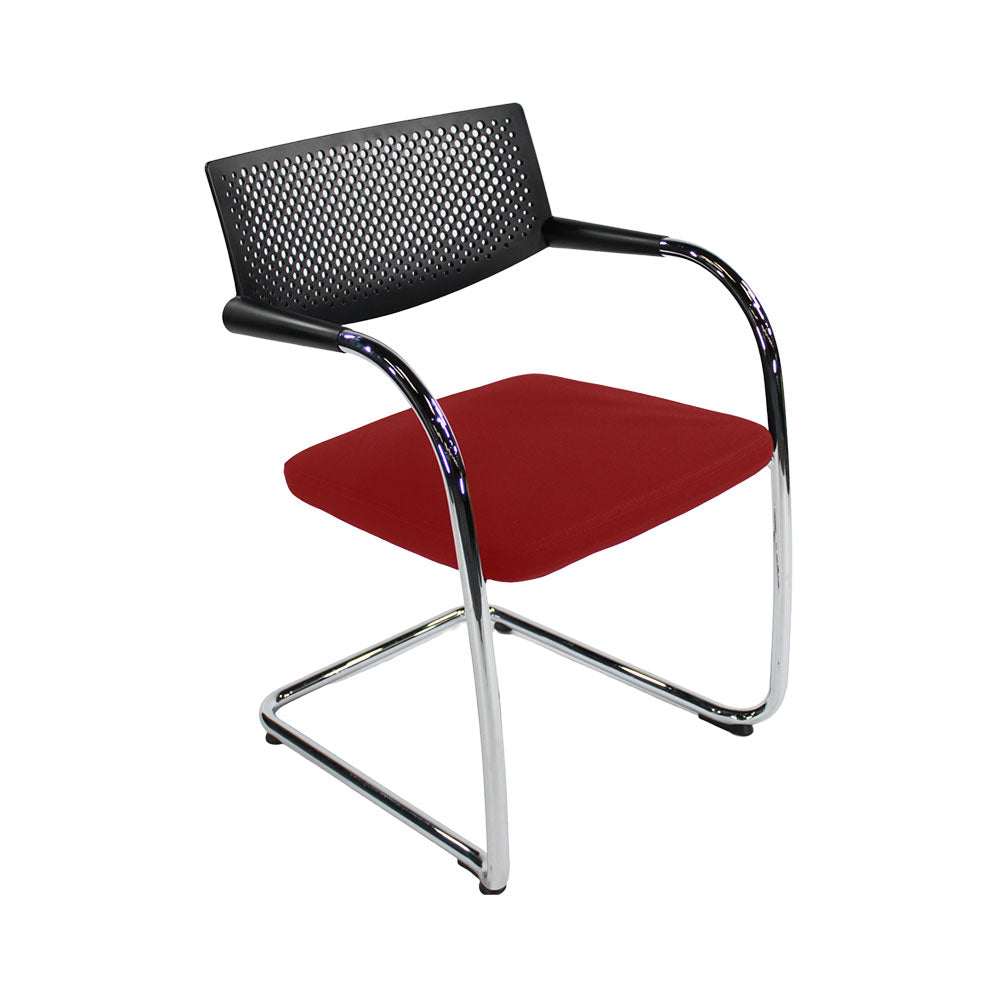 <tc>Vitra</tc>: <tc>VisaVis</tc> 2 Sillas de reunión en tela roja - Reacondicionadas
