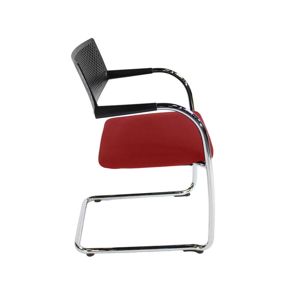 <tc>Vitra</tc>: <tc>VisaVis</tc> 2 Sillas de reunión en tela roja - Reacondicionadas