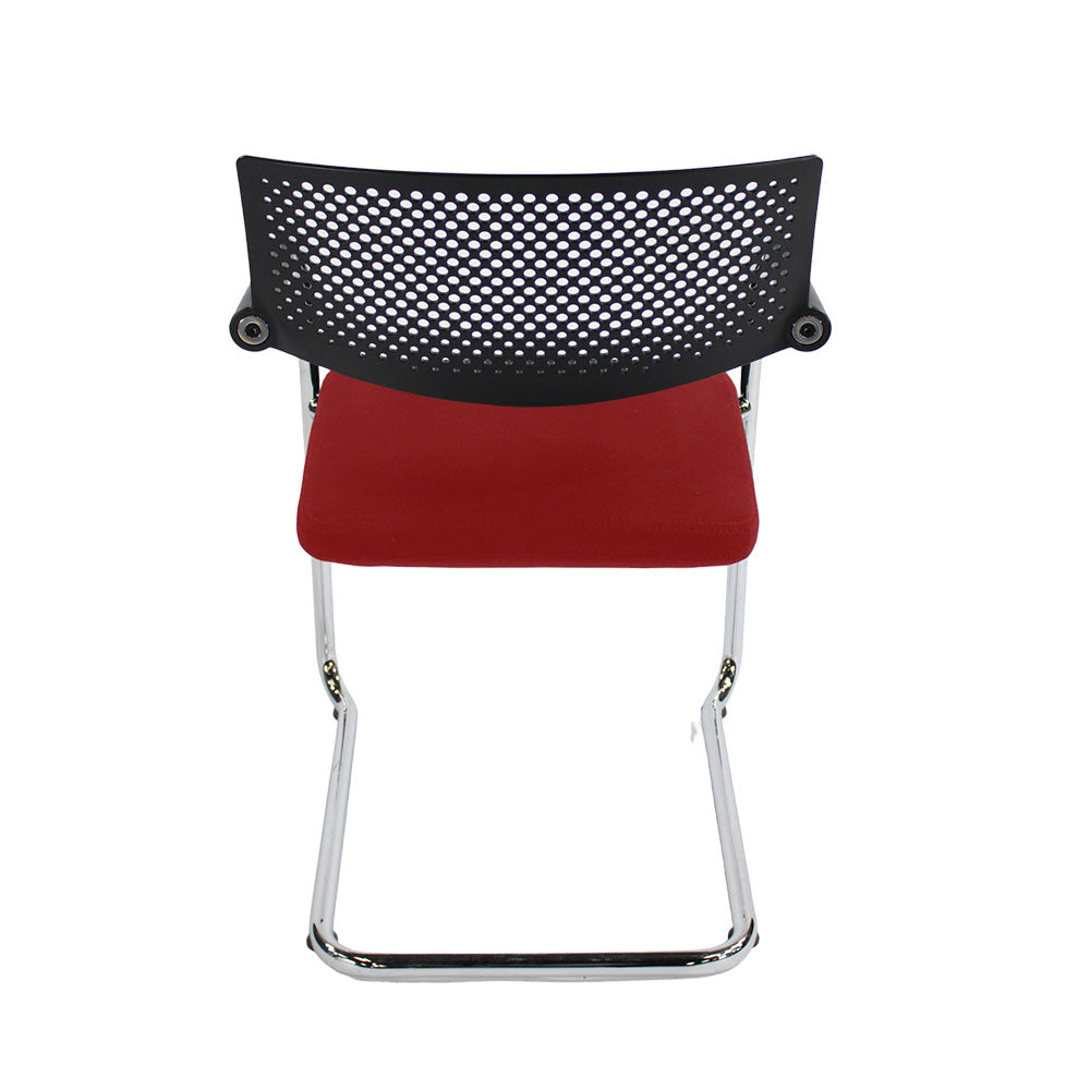 <tc>Vitra</tc>: <tc>VisaVis</tc> 2 Sillas de reunión en tela roja - Reacondicionadas