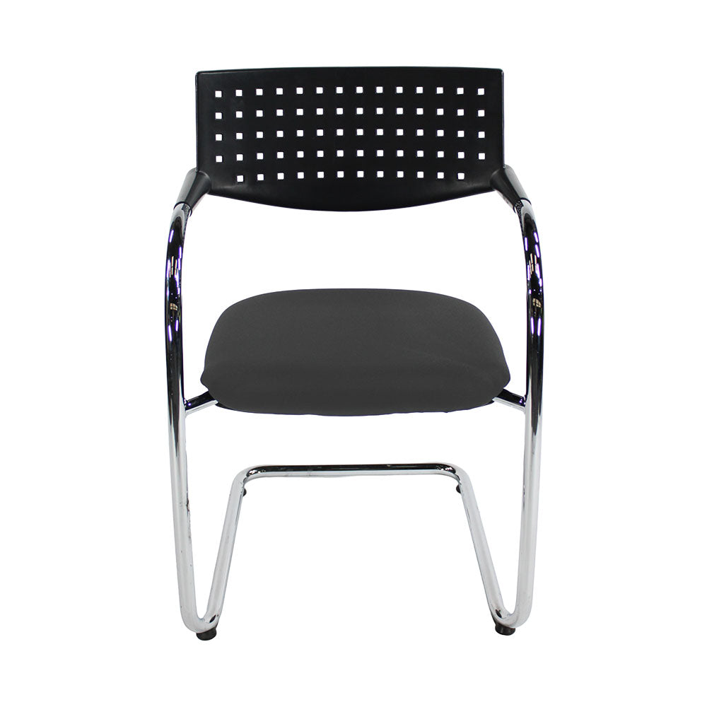 <tc>Vitra</tc>: <tc>VisaVis</tc> Silla de reunión en tela gris - Reacondicionada