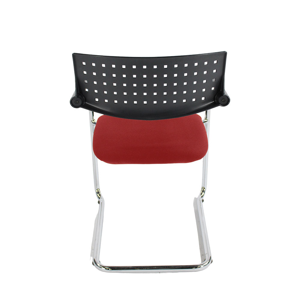 <tc>Vitra</tc>: <tc>VisaVis</tc> Silla de reunión en tela roja - Reacondicionada