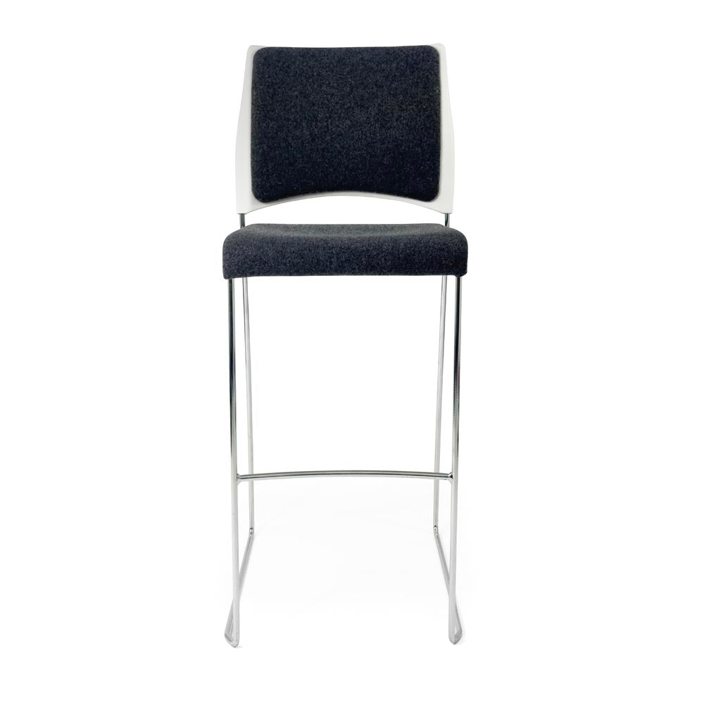 Verco: Sting High Stool In Black Fabric And Chrome Legs - Refurbished