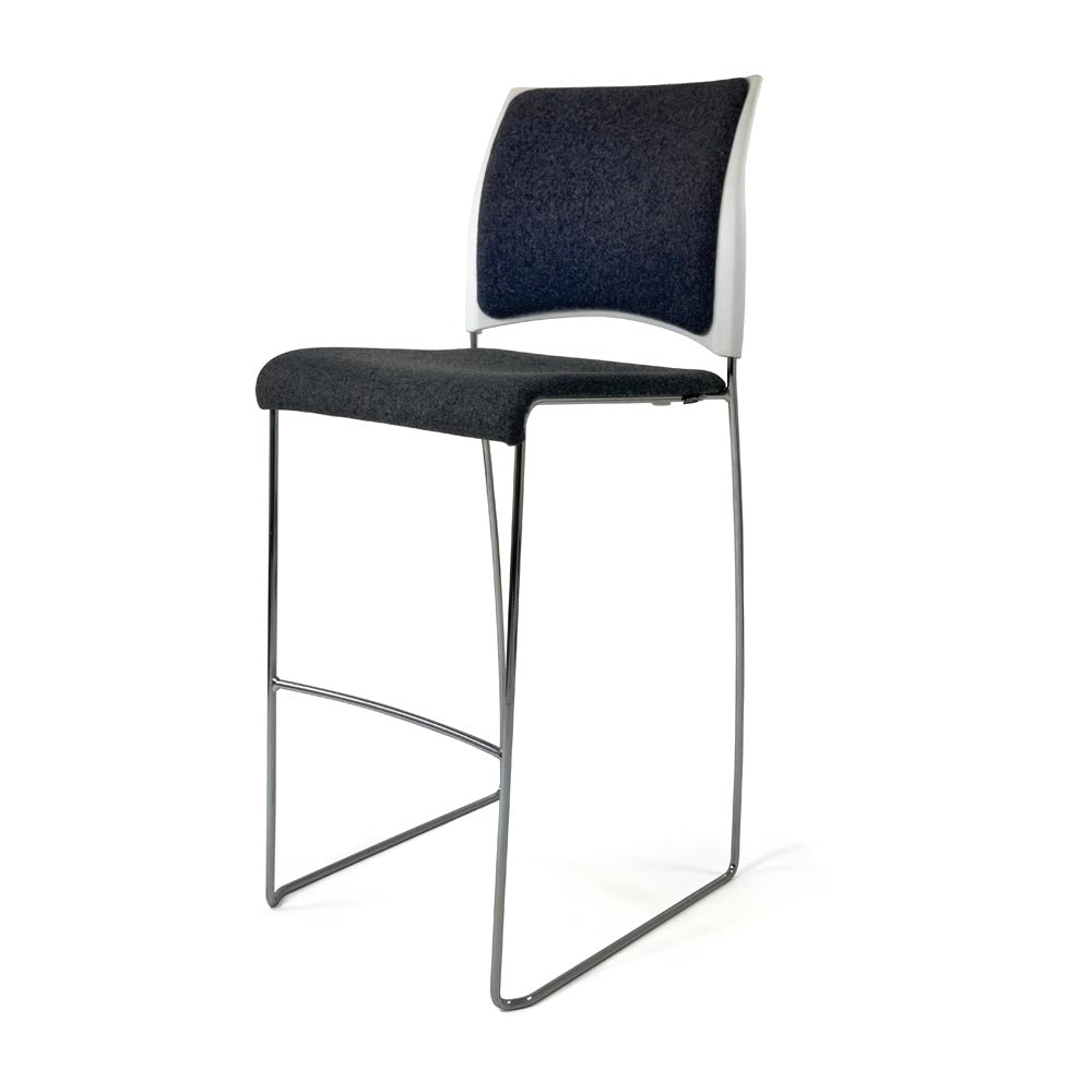Verco: Sting High Stool In Black Fabric And Chrome Legs - Refurbished