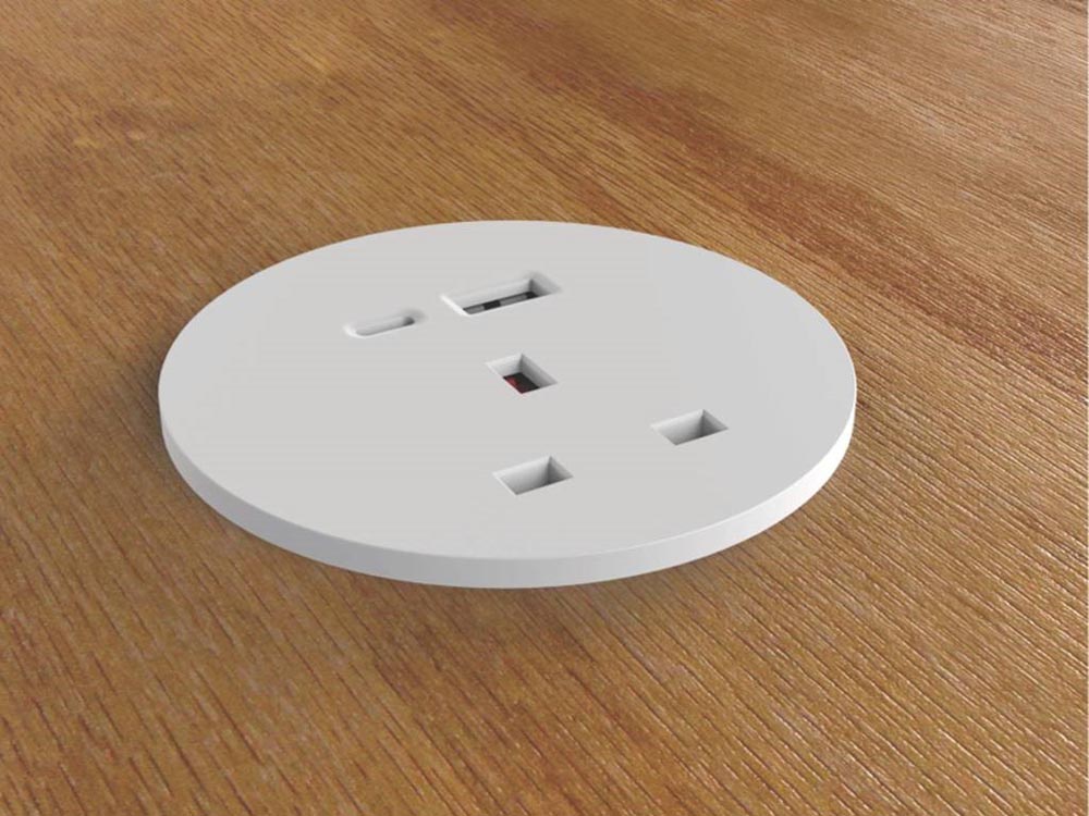 Round Ion Duo Power Module In-desk in White