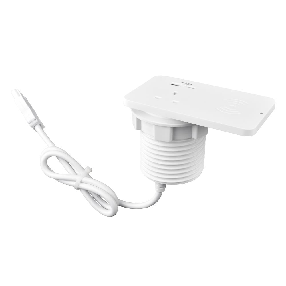 Rectangular Ion Duo Power Module In-desk in White
