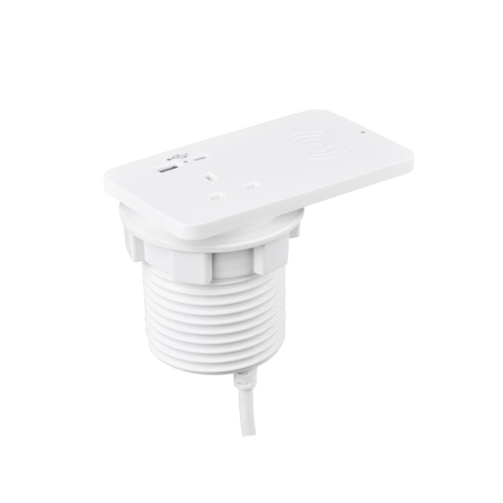 Rectangular Ion Duo Power Module In-desk in White