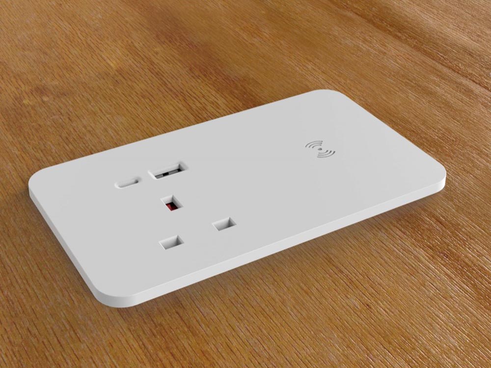 Rectangular Ion Duo Power Module In-desk in White