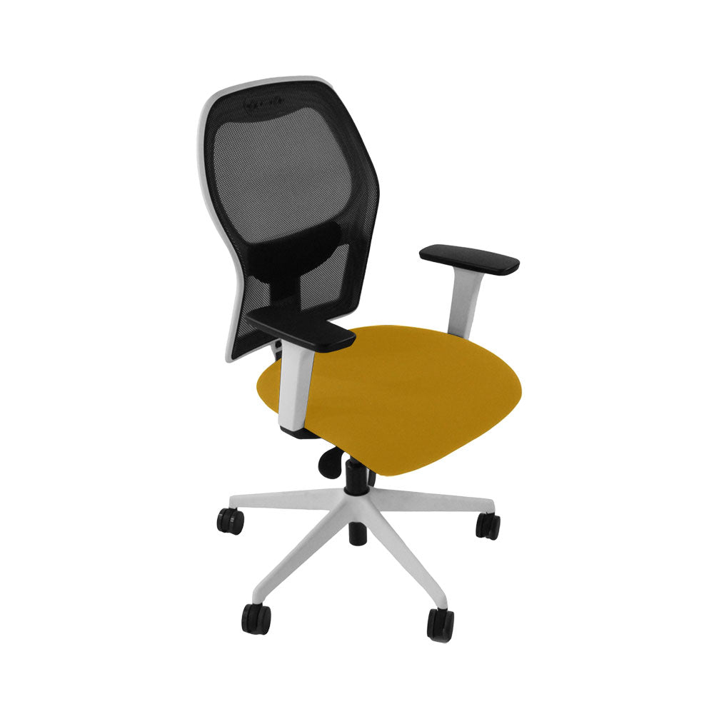 Ahrend: 160 Type Task Chair in Yellow Fabric/White Frame - Refurbished