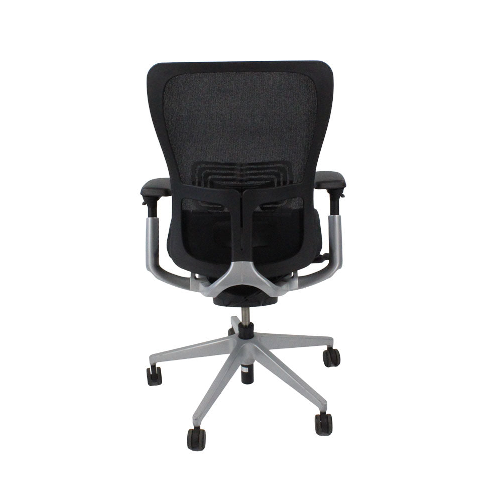 <tc>Haworth</tc>: <tc>Zody Comforto</tc> Silla de trabajo 89 en tela negra y estructura gris - Reacondicionada