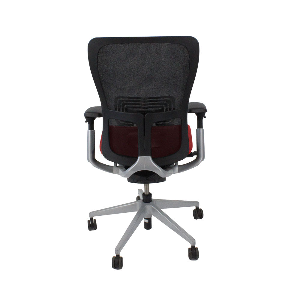 <tc>Haworth</tc>: <tc>Zody Comforto</tc> Silla de trabajo 89 en tela roja y estructura gris - Reacondicionada