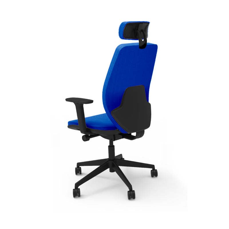 Sajón: <tc>Hide</tc> Silla de oficina - Respaldo alto con reposacabezas en tela azul - Reacondicionada