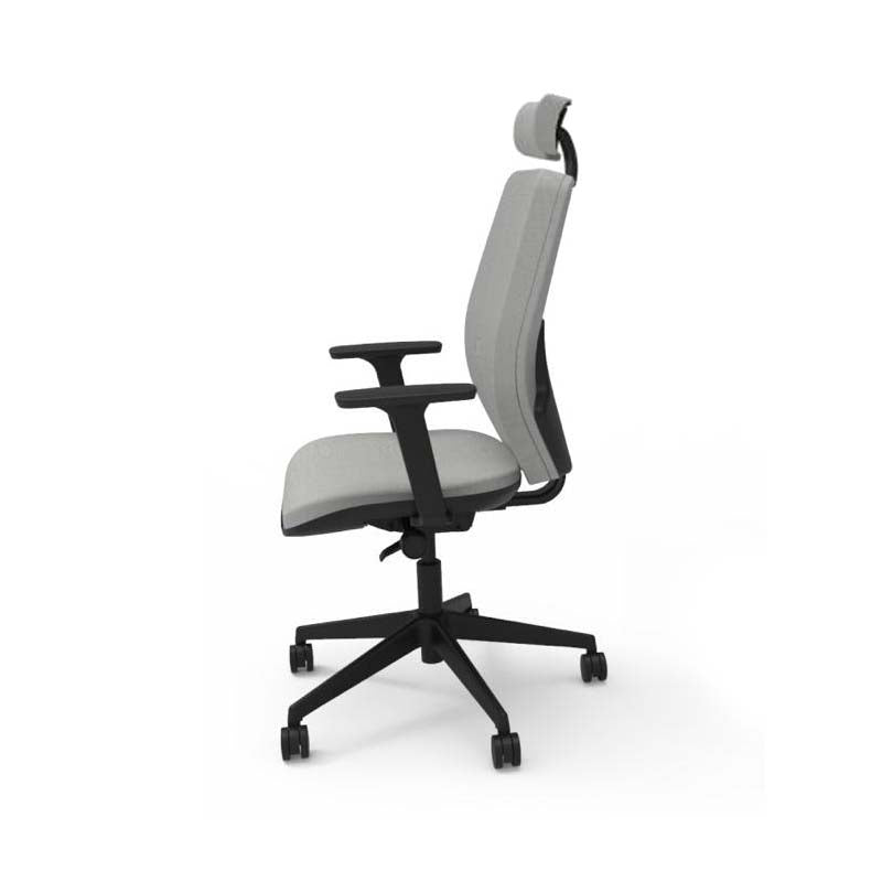 Saxen: Hide Office Chair - High Back Back with Headrest in Grey Fabric - Refurbished