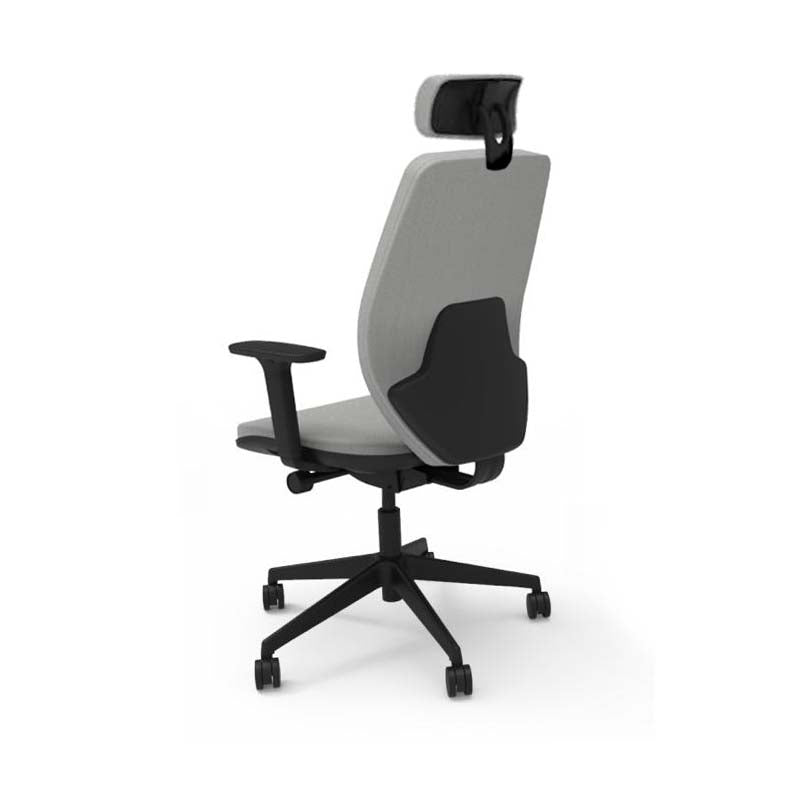 Saxen: Hide Office Chair - High Back Back with Headrest in Grey Fabric - Refurbished