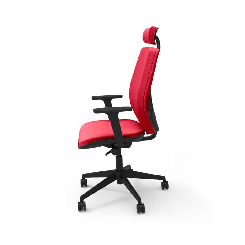 Sajón: <tc>Hide</tc> Silla de oficina - Respaldo mediano con reposacabezas en tela roja - Reacondicionada