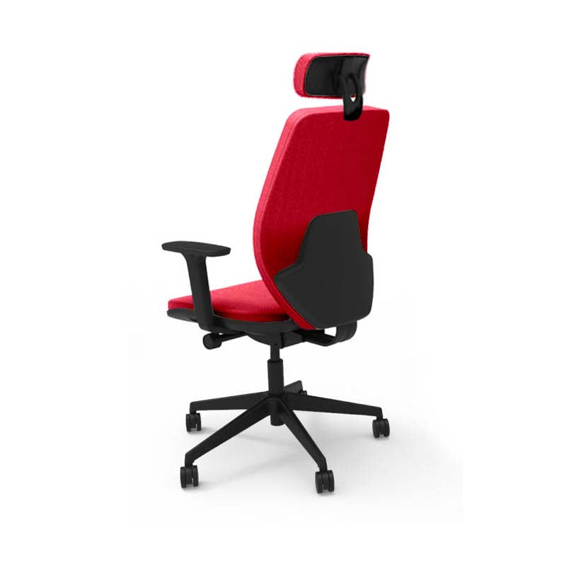 Sajón: <tc>Hide</tc> Silla de oficina - Respaldo mediano con reposacabezas en tela roja - Reacondicionada