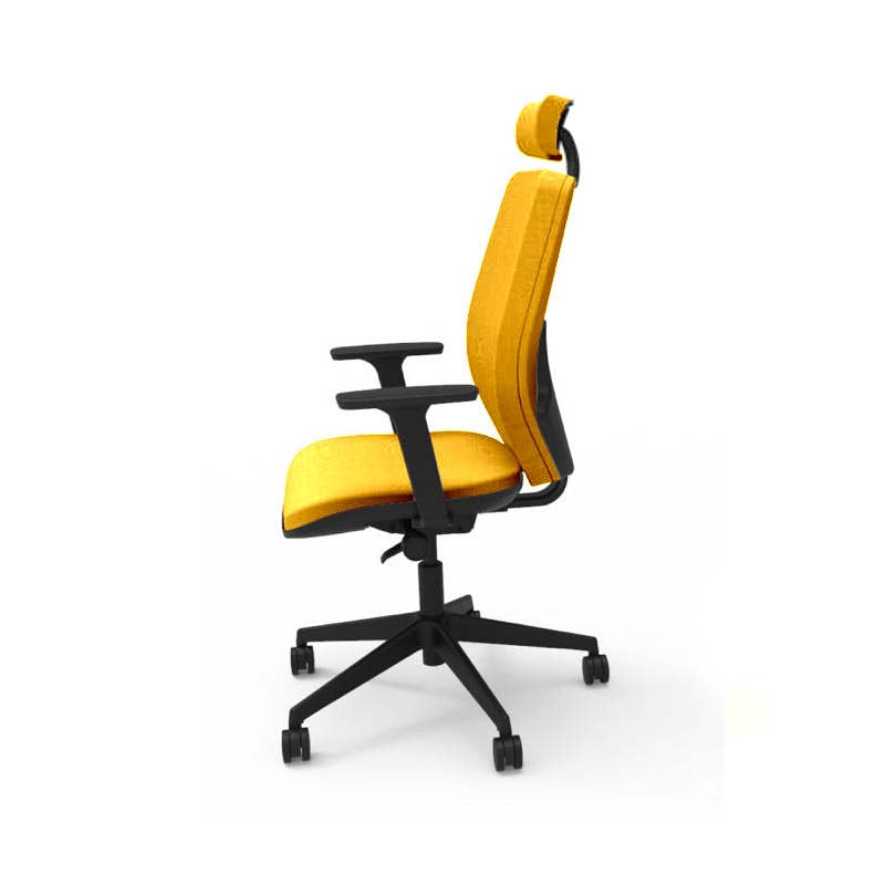 Saxen: Hide Office Chair - High Back Back with Headrest in Yellow Fabric - Refurbished
