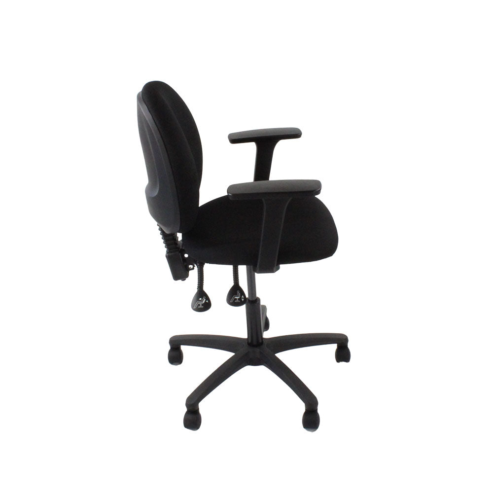 Saxen: Scoop Operator Chair in Black Fabric - Refurbished