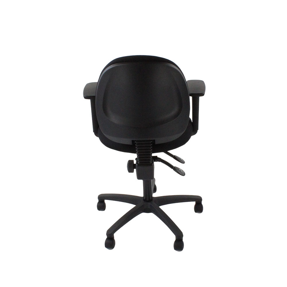 Saxen: Scoop Operator Chair in Black Leather - Refurbished